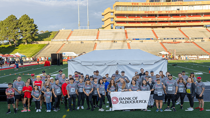 Bank of Albuquerque employees and families participated in the Lobo Cancer Challenge at UNM.